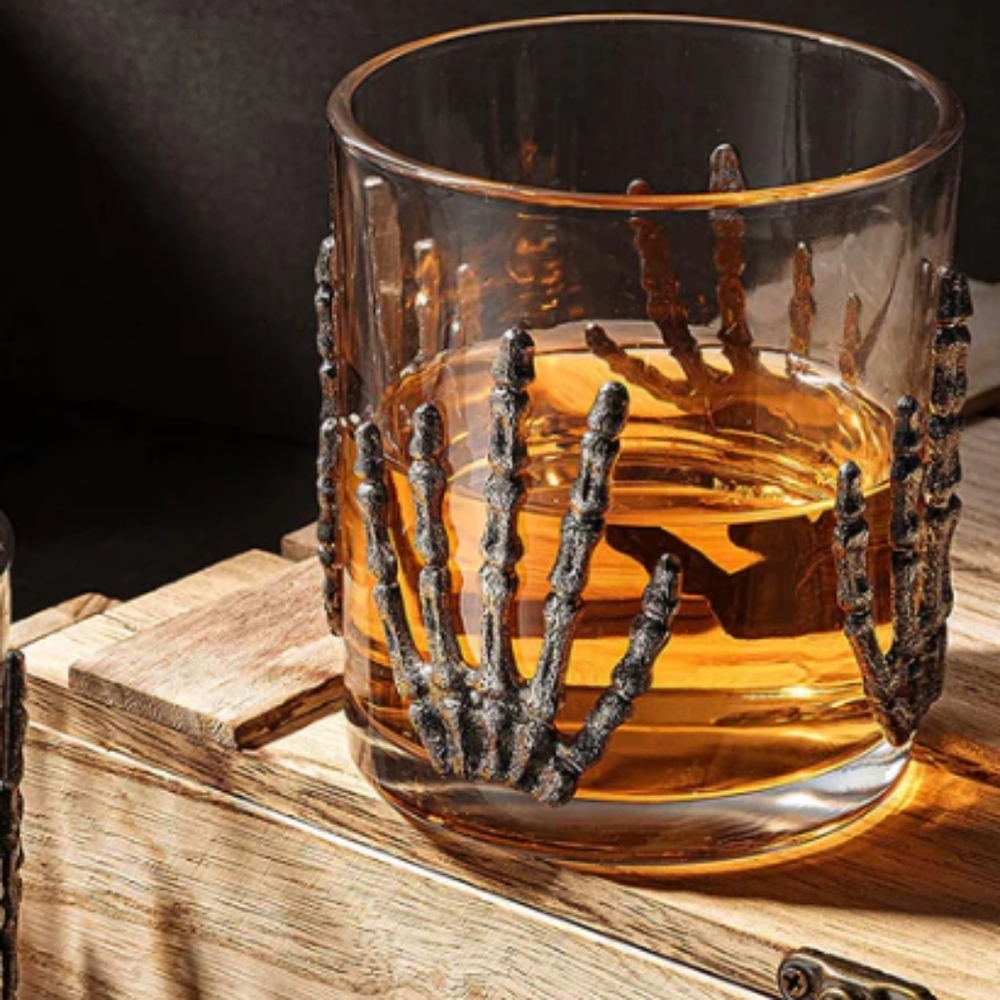 The Wine Savant Goth Skeleton Hands Glass